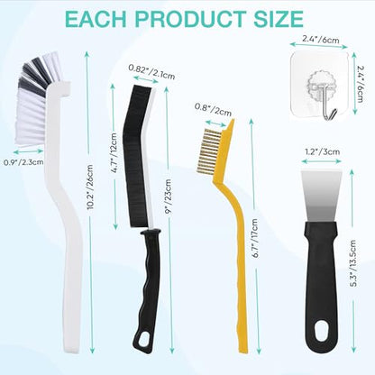 Tedmax 12PCS Grout Brush Set, Hard Bristle Crevice & Baseboard Tool | Crevice cleaning tool designed to reach tight spaces between tiles, sinks, cabinets and baseboards with ease. - color: White01