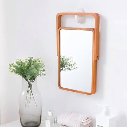 ZOROSY Desk Makeup Mirrors with Wood - Rectangle Wall-Mounted Mirrors Table Mirrors for Living Room Bedroom Birthday Gifts (10.5" L x 7.8" W)