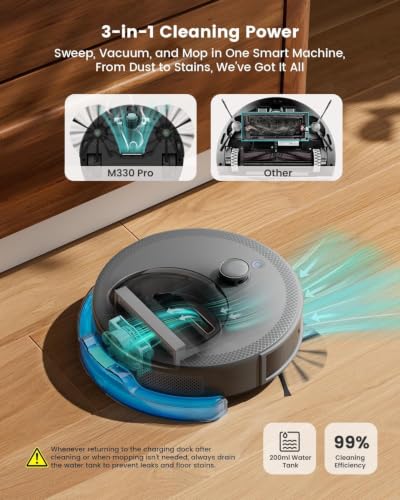Lefant LiDAR Robot Vacuum and Mop, Smart Mapping and Obstacle Avoidance, Tangle-Free Pet Hair, 2.4G/5G WiFi App Control, Slim Design for Wider Coverage, Carpet Detection, M330 Pro, Grey - color: Gray