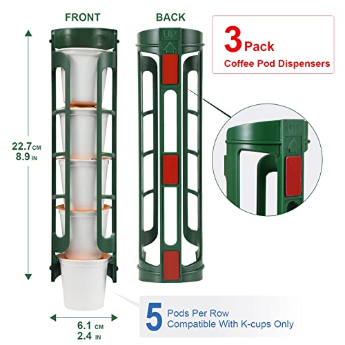 STORAGENIE Coffee Pod Holder for Keurig, Wall Mount Side Mount K Cup Storage, Perfect for Small Counters (3 Pack/ for 15 pods, EverGreen) - size: 3 Pack