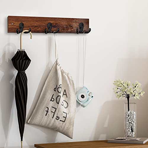 IBosins 16 Pack Heavy Duty Double Prong Coat Hooks Wall Mounted with 32 Screws Retro Double Hooks Utility Hooks for Coat, Scarf, Bag, Towel, Key, Cap, Cup, Hat(Black) - color: 16 Pcs Black