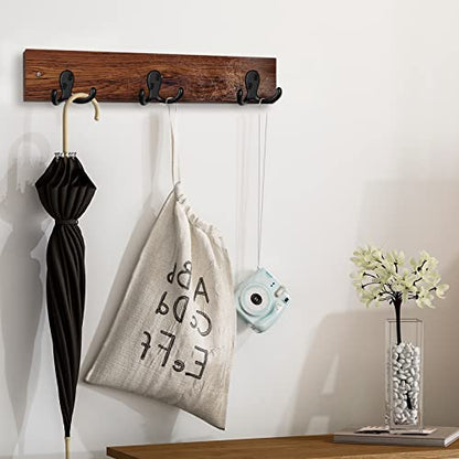 IBosins 16 Pack Heavy Duty Double Prong Coat Hooks Wall Mounted with 32 Screws Retro Double Hooks Utility Hooks for Coat, Scarf, Bag, Towel, Key, Cap, Cup, Hat(Black) - color: 16 Pcs Black
