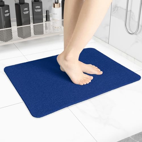 Hargiis Non-Slip Bathtub Mat, Anti Slip Shower Mat, Fast Drying Bathtub Mats, Foot Scrubber Mat, Anti Slip Mat for Tub, Floor, Bathroom, Kitchen, Home, Hotel (Navy Blue 24"×16") - color: Navy Blue, size: 24" x 16" (Rectangular)
