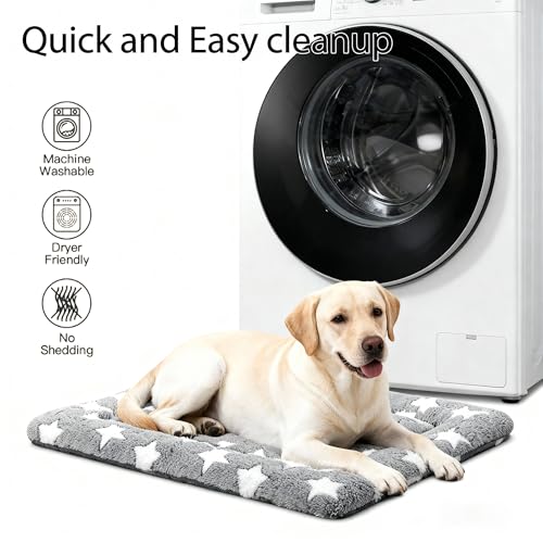 Dog Bed Mat, Reversible Crate Pad & Durable Dog Bed - Machine Washable Kennel Mat with Ultra Soft for Medium Dogs (Cool/Warm), 30" x 20", Grey&Star - color: Grey&Star, size: 30"L*20"W*1.5"Th