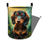 Cute Dachshund in Sunny Grass Laundry Basket with Handles, 19.7"x15.7" Clothes Foldable Laundry Hamper Organizer for Dorm Nursery Bedroom Bathroom Decor, Toy Storage Bin for Kids - style: Dachshund53