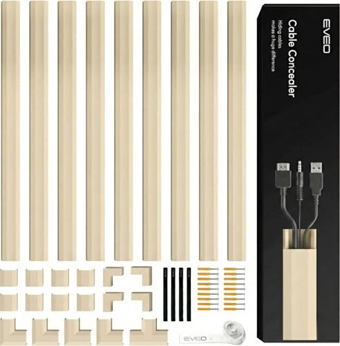 Cord Covers for Wires on Wall - 150in Cable Management Cable Hider - Cord Hiders for TV On Wall - Paintable Cable Concealer - Wire Covers for Cords - 10X (L16 x W0.95 x H0.5) - Medium | Beige - color: Beige, size: 150" - Medium