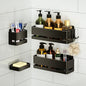 Bathroom Shower Caddy (5-piece Set), wall-Mounted Shelf with soap Dish and Toothbrush Holder, no Drilling Required, Ideal for Bathroom Storage and Also Suitable for Kitchen (Black) - size: Black-5-piece set
