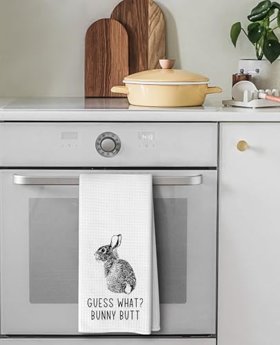 Advivio Guess What? Funny Bunny Rabbit Butt Kitchen Towels Flour Sack Tea Towels, Easter Hand Towels for Bathroom, Rabbit Lovers Teen Girls Gifts - color: Guess What? Towels