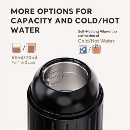 i Cafilas Portable Espresso Machine Self-Heating | Battery Powered Coffee Maker for Camping without Electricity| 2-in-1 Ground Coffee&NS Capsule|19 Bar| USB-C Fast Charge| Black Coffee Maker for Car - color: Black