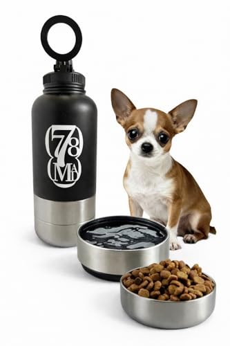 3-in-1 Dog Water Bottles with Food & Water Bowls – Insulated Stainless Steel 32oz Travel Bottle for Walking, Hiking & Outdoor Adventures (Dark Green) - color: Dark Green