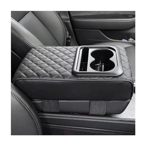 Car Center Console Armrest Pillow, 14"×8.3" Memory Foam Auto Armrest Box Cover with Cup Holder & Phone Holder, Waterproof Leather Arm Rest Protector Cushion, Car Accessories (Diamond Pattern) - color: Diamond Pattern