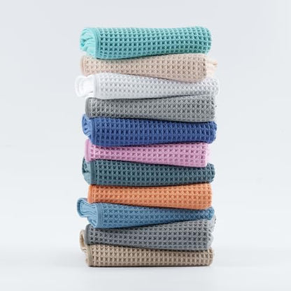 MICROFI New Microfiber Waffle Bath Towels, 3 Pieces, Oversized, Soft, Absorbent, Fast Drying, Lint Free, Includes Bath, Face and Hand Towels 430 GSM (Dark Blue) - color: Dark Blue