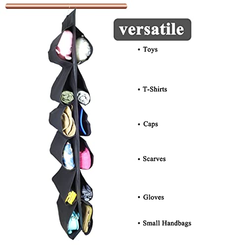 2 Pack 12 Large Pockets Hanging Shoe Organizer for Closet - Black | Rotating Hanger, for Men's Shoes, Kids Clothes, Travel Shoe Rack