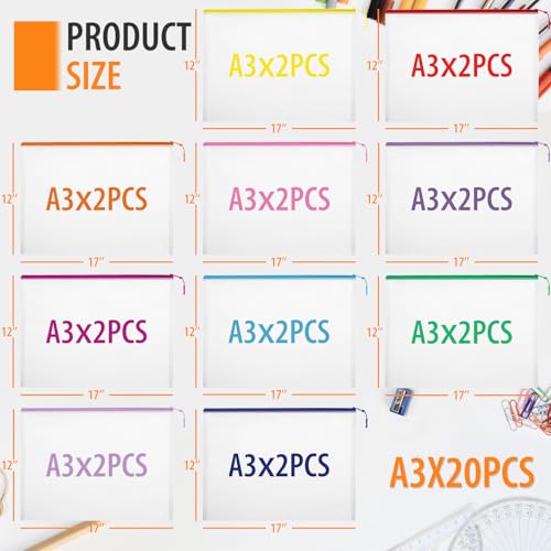 YOPCDJ 20pcs Mesh Zipper Pouch Bags Puzzle Storage Bags, A3 17x12 Inches Large Reusable Clear Zipper Pouches for Travel and Classroom Board Game Organization - size: A3, style: 25