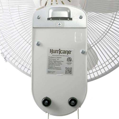 Hurricane Classic 4 Pack Oscillating Wall Mount Fan w/ 3 Quite Speeds, White, 16" - Corded Electric Air Cooling Unit w/Pull Cord Controls for Home, Grow Tents, Offices, Sheds, Studios, Garages, Dorms - style: Modern