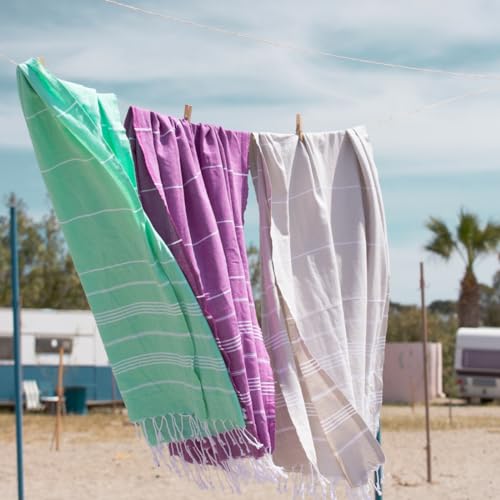 BAY LAUREL Turkish Beach Towel with Travel Bag 39 x 71 Quick Dry Sand Free Lightweight Large Oversized Towels Light - color: Denim Blue