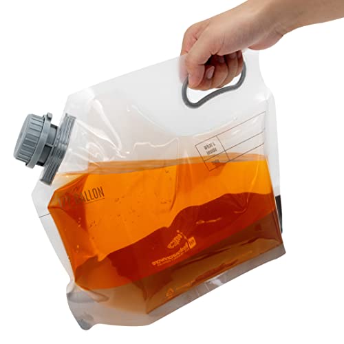 Restaurantware Cater Tek 1/2 Gallon Water Containers 2 Drink Bags - Collapsible Includes Tamper-Evident Caps Clear Plastic Beverage Bags For Catered Events Camping or Hiking Durable Handle - size: 2 Count, style: 1/2 Gallon