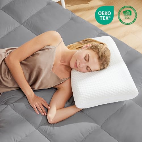 DUMOS Memory Foam Pillows for Sleeping, 1 Pack Bed Pillows for Adults with Washable Cover and Breathable Mesh, Gel Cooling Pillow for Back and Side Sleeper Support, White - size: 1 Pack