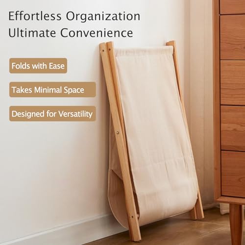 DUMDUM Simple, Eco-Friendly Foldable Laundry Hamper with X-Frame, Multi-Size for Dorm, Bedroom, RV (Beige, Medium) - size: Medium