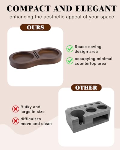 Tamping Station, Walnut Espresso Tamping Station, Espresso Accessories Organizer Compact Coffee Tamper Holder Coffee Maker Tool - color: Brown Station