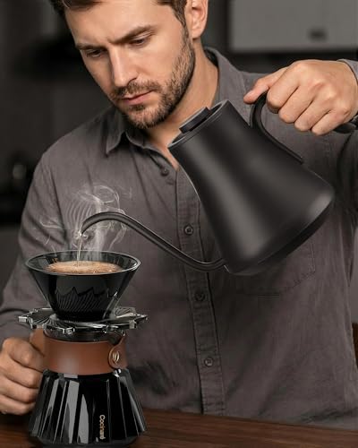 Cocinare Gooseneck Electric Kettle, ±1°F Precise Temperature Control, 1500W Fast Heating, Pour Over Coffee & Tea Kettle with Brew Timer & Keep Warm, Stainless Steel, 0.9L (Delacroix Green) - color: Delacroix Green