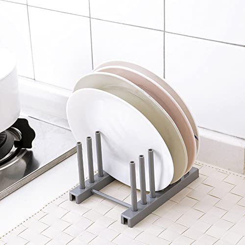 Rengue Plate Organizer, Dish Drying Rack Removable Plate Stand 6.7x4.7x3.7 Inches ABS Plastic Space Saving for Small Kitchen Countertops Gray - color: Gray