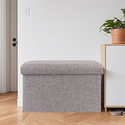 HOZEON 3 Pack 15.7 x 9.8 x 9.8 Inches Folding Storage Ottoman, Grey Rectangle Footrest Seat, Multifunctional Foot Stool for Living Room, Office, Traveling, Fishing, Camping - color: Grey
