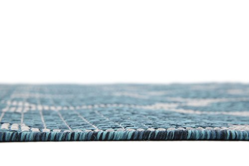 Unique Loom Outdoor Trellis Collection Area Rug (6' 1" x 9' Rectangle, Teal/ Gray) - color: Teal/Gray, size: 6'1" x 9' (Rectangular)
