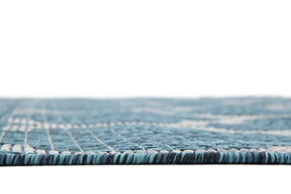 Unique Loom Outdoor Trellis Collection Area Rug (6' 1" x 9' Rectangle, Teal/ Gray) - color: Teal/Gray, size: 6'1" x 9' (Rectangular)