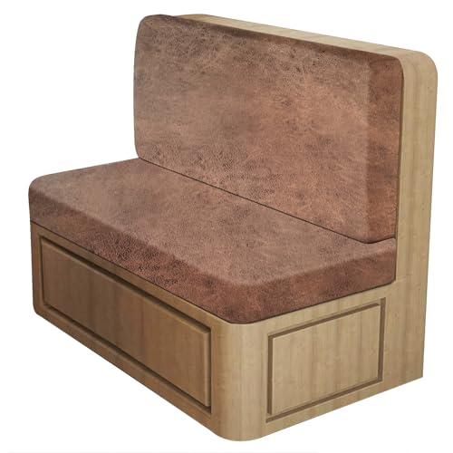 ANARACHON Leather Look RV Dinette Cushion Covers, Stretch Camper Cushion Slipcovers for Travel Trailer Couch RV Booth Seat(1 Backrest Cover & 1 Bench Cover,06 Brown) - color: Saddle Brown, size: 1 Set