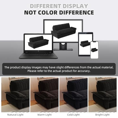 KEIKI 73.2" Queen Sleeper Sofa Bed, 3-in-1 Convertible Pull Out Couch with Chaise Lounge, Modern Velvet Futon Loveseat, Compact Sofa Bed for Small Apartment Studio Living Room Space Saving Furniture - color: Matte Black, size: 73.2 Inch Queen