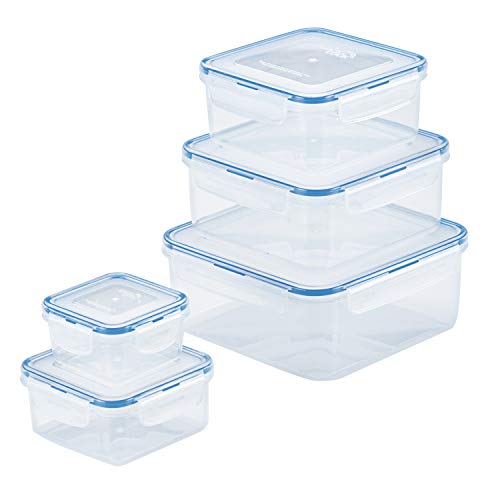 LOCK & LOCK Easy Essentials Food Storage lids/Airtight containers, BPA Free, 10 Piece - Square, Clear - size: 10 Piece, style: 10 Piece