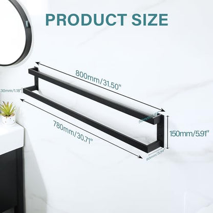 Alise Double Towel Bar, 32" Towel Racks for Bathroom Wall Mounted SUS304 Stainless Steel, Quick Drying Bathroom Towel Holder, Long Heavy Duty Towel Hanger, Matte Black - color: Matte Black, size: 32-inch