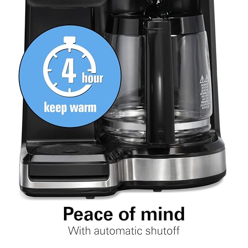 Hamilton Beach 2-Way 12 Cup Programmable Drip Hot and Iced Coffee Maker & Single Serve Coffee Machine, AquaFlow Showerhead, Glass Carafe, Auto Pause and Pour, Black (47500J) - color: Black