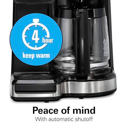 Hamilton Beach 2-Way 12 Cup Programmable Drip Hot and Iced Coffee Maker & Single Serve Coffee Machine, AquaFlow Showerhead, Glass Carafe, Auto Pause and Pour, Black (47500J) - color: Black