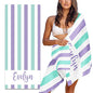 MeMoShe Personalized Beach Towel with Name Custom Microfiber Kids Beach Towels Sand Free Quick Dry Pool Towel Blanket Stripes Print Beach Towels for Adults 30x60 Inch - color: Multi-color 5