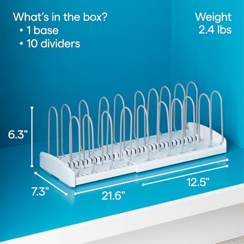 YouCopia StoreMore Expandable Pan and Lid Rack, 12.5"-22" Wide Adjustable Pan Organizer for Kitchen Cabinet Storage, Classic Edition - size: 12.5"-22" Classic