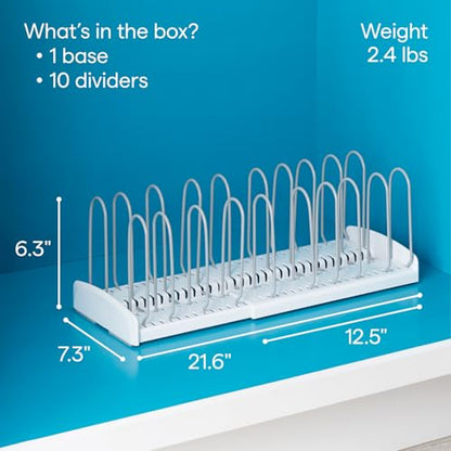 YouCopia StoreMore Expandable Pan and Lid Rack, 12.5"-22" Wide Adjustable Pan Organizer for Kitchen Cabinet Storage, Classic Edition - size: 12.5"-22" Classic