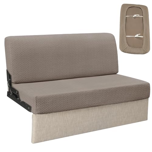 RV Couch Covers for Sofa Bed - 2-Piece Stretchable Backrest & Seat Covers for Jackknife Sleeper Sofas (Khaki) - color: Khaki
