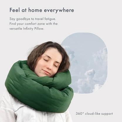 Huzi Infinity Pillow - Travel Neck Pillow - Versatile Soft 360 Support Scarf - Machine Washable - Home Travel Flight Road Trips Airplane Sleeping (Pine Green) - color: Pine Green