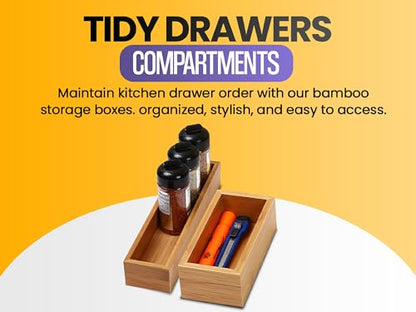 YBM HOME Bamboo Drawer Organizer Storage Box for Kitchen Drawer, Junk Drawer, Office, Bedroom, Children Room, Craft, Sewing, and Bathroom, 2 Pack 10x14x2 inch - size: 10x14x2 inch ( Pack of 2 )