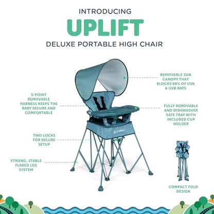 Baby Delight Go with Me Uplift Deluxe Portable High Chair | Travel High Chair | Sun Canopy | Indoor and Outdoor | Blue Wave - color: Blue Wave