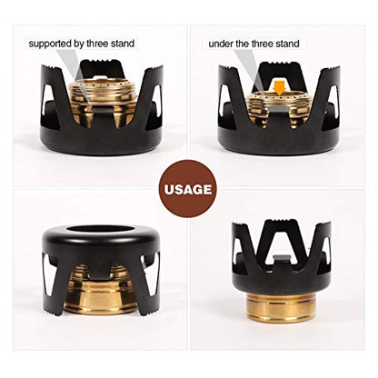REDCAMP Mini Alcohol Stove for Backpacking, Lightweight Brass Spirit Burner with Aluminium Stand for Camping Hiking, Silver - color: Silver