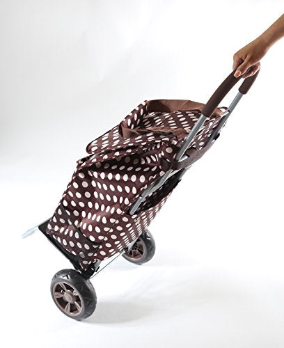 dbest products Trolley Dolly Shopping Grocery Foldable Cart Storage Mom, Brown Polka Dot - color: Brown Polka Dot, style: Cart