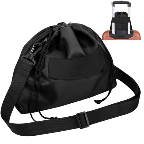 Homakover Travel Neck Pillow Bag for Memory Foam Travel Pillow,Luggage Travel Pillow Drawstring Bag Carrying Case with Trolley Sleeve&Adjustable Strap,Easily Attaches to Luggage,Backpacks