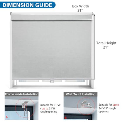 Cordless RV Blind, Blackout Window Curtain Pleated Shade for RV, Camper and Motorhome Window, Fit for 24" W x 15" H Rough Opening RV Window, Grayish White - size: 31"W x 21"H