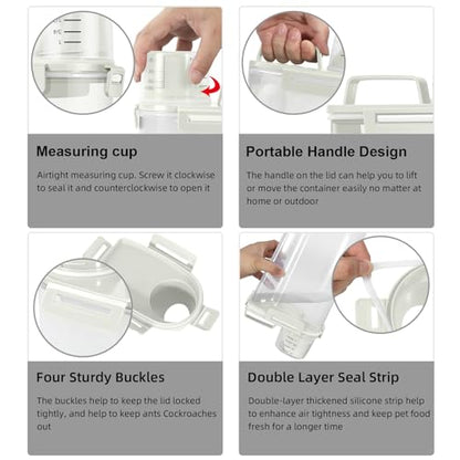 LEAWALK Airtight Rice Storage Container, Cereal Dry Food Flour and Sugar Bin, Dog Cat Food Dispenser with Measuring Cup, BPA Free Clear Plastic Kitchen (White x 2, 3L-2pack) - color: White x 2, size: 3L-2pack