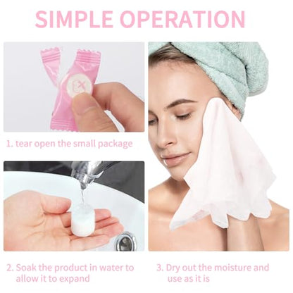 Classycoo Compressed Towel 120 PCS with 2 Carrying Cases,Disposable Mini Tablets Portable Face Towel Cotton Coin Tissue for Travel, Camping, Hiking, Sport, Home Hand Wipes, Outdoor Activities (Pink) - size: 1 Count (Pack of 120), style: Large (Pink)