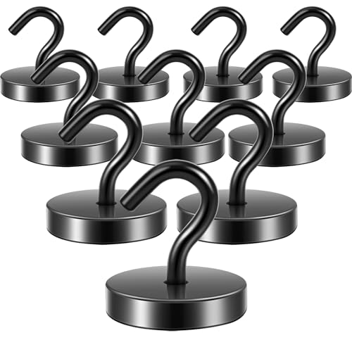 Neosmuk Magnetic Hooks, Cruise Ship Essentials, 120lb+ Heavy Duty Magnetic Hooks for Cruise Cabins, Refrigerator, Grill, Hanging, and Travel | Extra Strong Must-Haves Magnet Hook,Black, Pack of 10 - color: Black, size: 120lb Magnetic Hooks