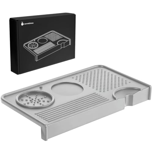 Espresso Tamping Mat, 7mm Thickened Tamper Mat with Multi-Slot Organizer, Food Grade Silicone Coffee Mat, Non-Slip Portafilter Mat for Countertop, Waterproof Heat Resistant Tamping Station, Gray - color: Gray